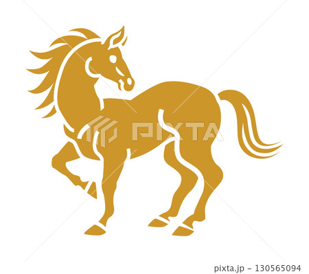 振り返る馬のクリップアート 130565094