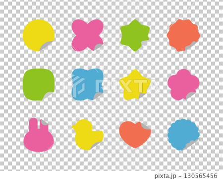 A variation set of simple sticker-type illustrations 130565456