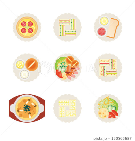 喫茶メニューのイラストセット4 130565687