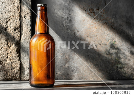 Simple empty brown beer bottle 130565933