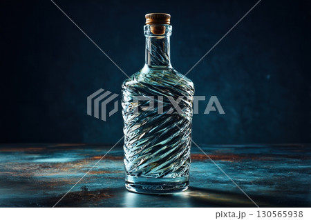 Vodka bottle with no label. Product photography. 130565938
