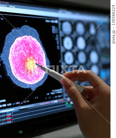 Detailed Medical Imaging Scan Showing Highlighted Tumor Area Detailed Medical Imaging Scan Showing Highlighted Tumor Area 130566224