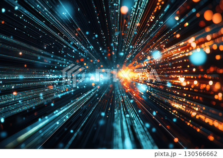 Abstract data streams visualizing 5G technology driving future innovation with vibrant colors and dynamic movement 130566662