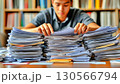 多忙で疲れ切って放心状態の男性 130566794