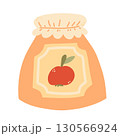 Vector autumn jam. Apple jam, in jar, fall element for stickers, scrapbooking, and patterns. Hand-drawn style. Hello, autumn. 130566924