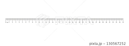 Measuring chart with 35 centimeters. Ruler scale with numbers. Length measurement math, distance, height, sewing tool. Vector illustration.  130567252