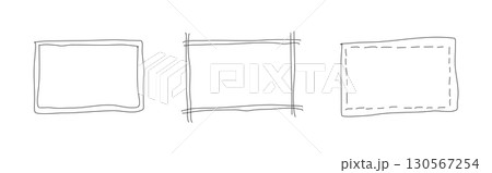 Doodle rectangular shapes. Highlighting elements. Set of hand drawn rectangle frames. Scribble square text box. Lined simple border. Graphic illustration.  130567254