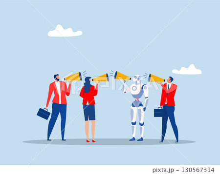 Business people using megaphone to tell story to their friends.Marketing strategy information or announcements vector 130567314