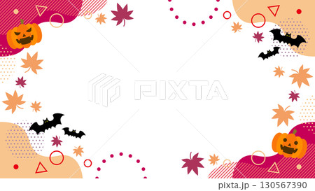 ハロウィンをイメージした抽象的な幾何学模様のフレーム素材 背景素材 16:9サイズ ベクター 130567390