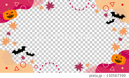 受萬聖節啟發的抽象幾何圖案框架素材。背景材料。 16:9 尺寸。向量 130567390