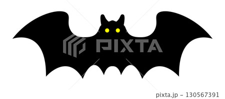 ハロウィン コウモリのシルエット 1匹 素材 ブラック ベクター ハロウィン コウモリのシルエット 1匹 素材 ブラック ベクター 130567391