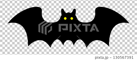 ハロウィン コウモリのシルエット 1匹 素材 ブラック ベクター ハロウィン コウモリのシルエット 1匹 素材 ブラック ベクター 130567391