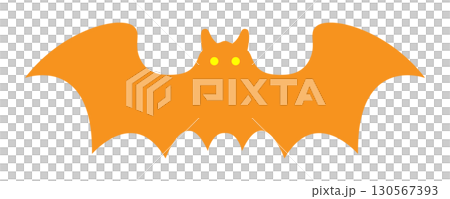 ハロウィン コウモリのシルエット 1匹 素材 イエロー ベクター 130567393
