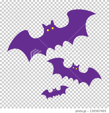 萬聖節蝙蝠剪影,三隻動物,紫色向量圖 萬聖節蝙蝠剪影,三隻動物,紫色向量圖 130567405