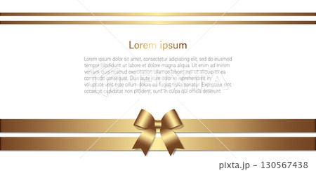 Realistic 3d golden ribbon bow on white background with space vector illustration 130567438