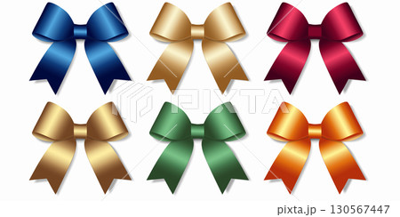 Realistic 3d set of colorful ribbon bow vector illustration Realistic 3d set of colorful ribbon bow vector illustration 130567447