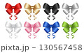 Set of 3d colorful shiny ribbon bow on white background vector illustration, 130567458