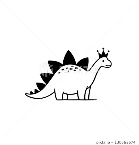Stegosaurus. Stegosaurus simple black and white line art vector logo Stegosaurus. Stegosaurus simple black and white line art vector logo 130568674