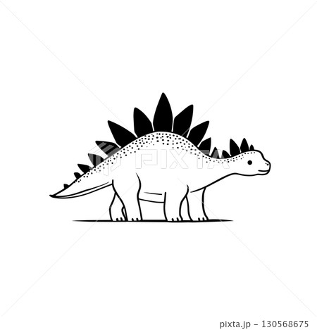Stegosaurus. Stegosaurus simple black and white line art vector logo Stegosaurus. Stegosaurus simple black and white line art vector logo 130568675