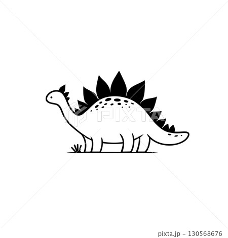 Stegosaurus. Stegosaurus simple black and white line art vector logo Stegosaurus. Stegosaurus simple black and white line art vector logo 130568676