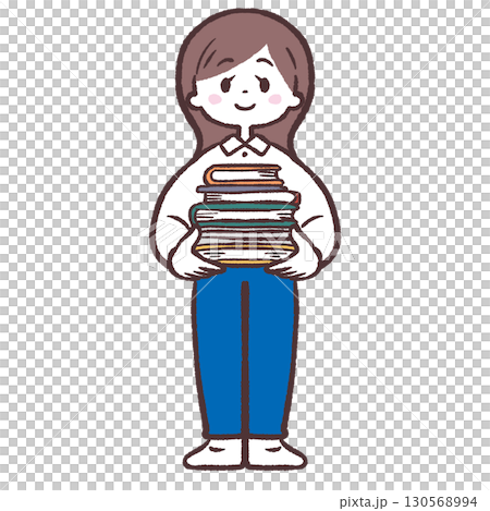 本を持つ女性のイラスト 130568994