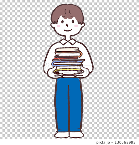 本を持つ男性のイラスト 130568995