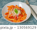 Pasta with tomato sauce and salsiccia 130569129