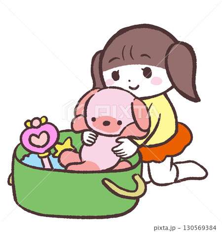 お片付けする女の子のイラスト 130569384