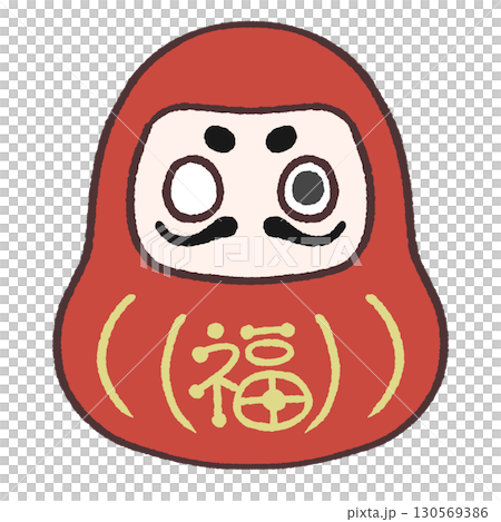 Illustration of a one-eyed daruma Illustration of a one-eyed daruma 130569386