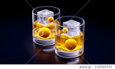 Planetary ice cubes in a conceptual drink design 130569791