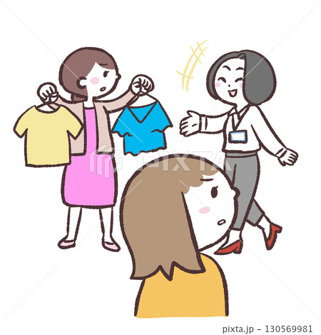 服選びに声かける店員のイラスト 服選びに声かける店員のイラスト 130569981