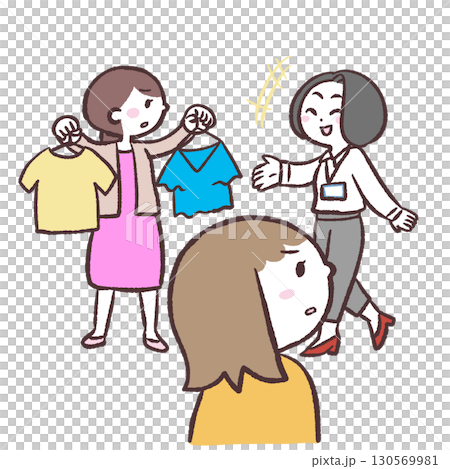 服選びに声かける店員のイラスト 服選びに声かける店員のイラスト 130569981