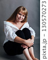 Beautiful Fashion Woman In White Shirt And Black Pants 130570273