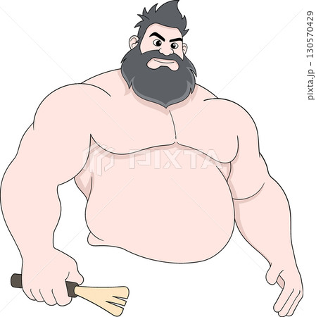 Strong Bearded Man Holding Brush 130570429