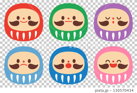 いろいろな表情のだるまのイラスト 130570434