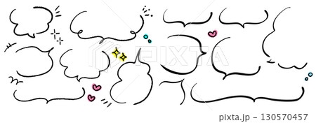 手書きの吹き出しと漫符のあしらいセット 130570457