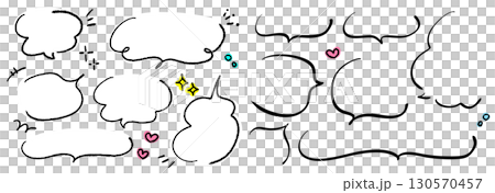 手書きの吹き出しと漫符のあしらいセット 130570457