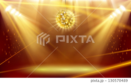 Dance floor in a nightclub with a disco ball 130570489