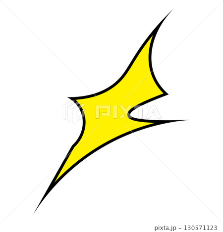 稲妻　シンプルでフラットなイラスト　白背景 130571123