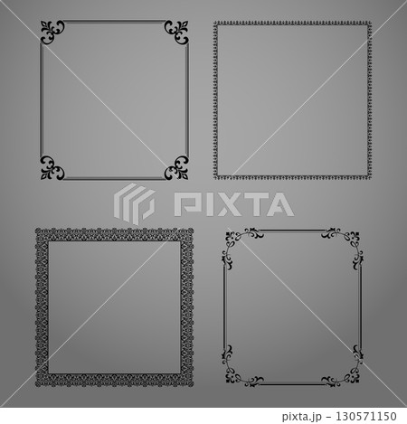 Set of decorative frames Elegant vector element for design in Eastern style, place for text. Floral black and gray borders. Lace illustration for invitations and greeting cards Set of decorative frames Elegant vector element for design in Eastern style, place for text. Floral black and gray borders. Lace illustration for invitations and greeting cards 130571150
