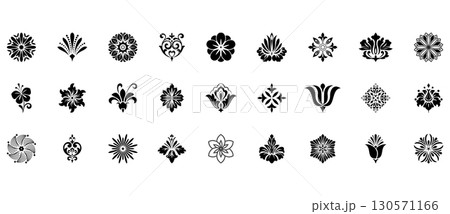 Flower icons set. Isolated elements for design. Vector graphics. 130571166