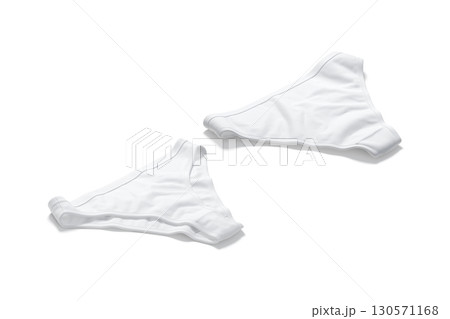 Blank white women bikini underwear mockup, front and back Blank white women bikini underwear mockup, front and back 130571168