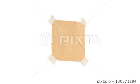 Blank craft taped paper note mockup, isolated, depth of field 130571194