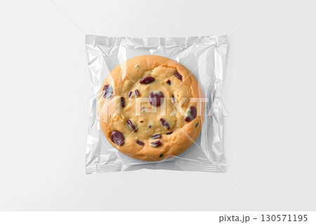 Chocolate cookie in transparent plastic pack mockup, ai generated Chocolate cookie in transparent plastic pack mockup, ai generated 130571195