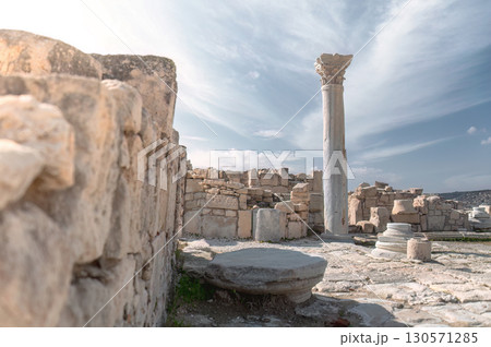 Exploring ancient ruins of Kourion archaeological site in Cyprus Exploring ancient ruins of Kourion archaeological site in Cyprus 130571285