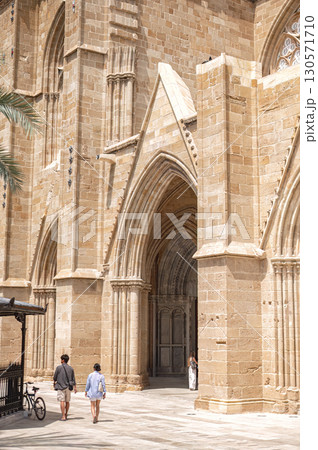 Tourists walking near the Selimiye Mosque in Nicosia, Cyprus Tourists walking near the Selimiye Mosque in Nicosia, Cyprus 130571710