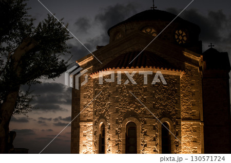 Agios Georgios Church glowing at dusk in Peyia, Cyprus 130571724