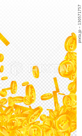 Swiss franc coins falling. Gold scattered CHF coins. Switzerland money. Global financial crisis concept. Vector illustration. 130571757