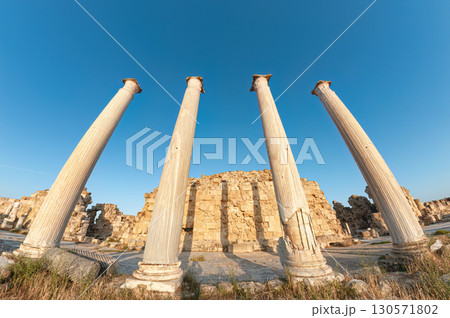 Majestic columns standing tall amidst the Salamis Ruins in Famagusta, Cyprus Majestic columns standing tall amidst the Salamis Ruins in Famagusta, Cyprus 130571802