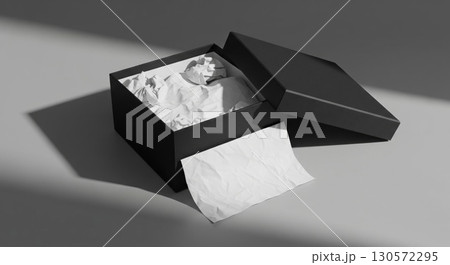 Open Black Box with Crumpled White Paper on...のイラスト素材 [130572295] - PIXTA